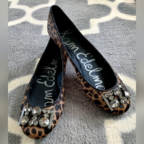 Sam Edelman "Caper" Jeweled Animal Print Ballet Flats - Picture 10 of 15